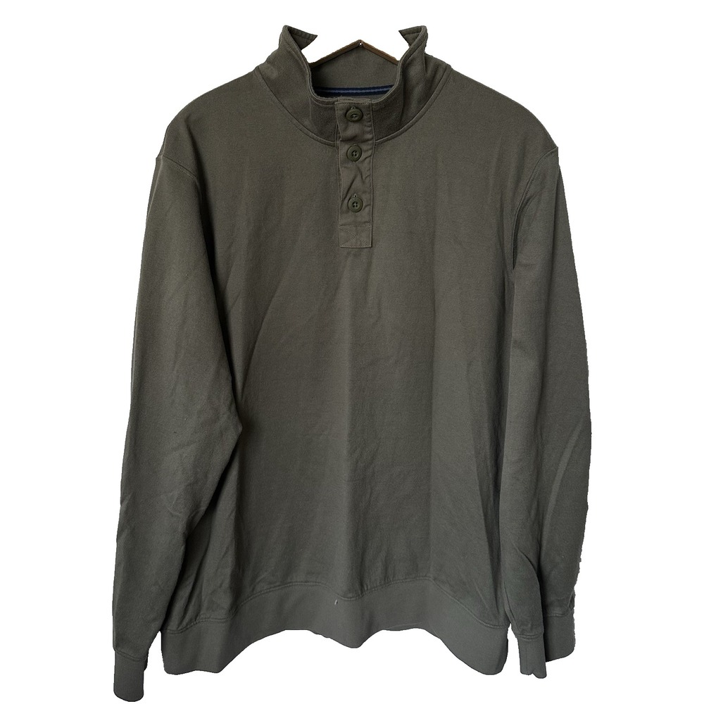 Man's Bean's Vintage Soft Rugby Mockneck Dusty Olive